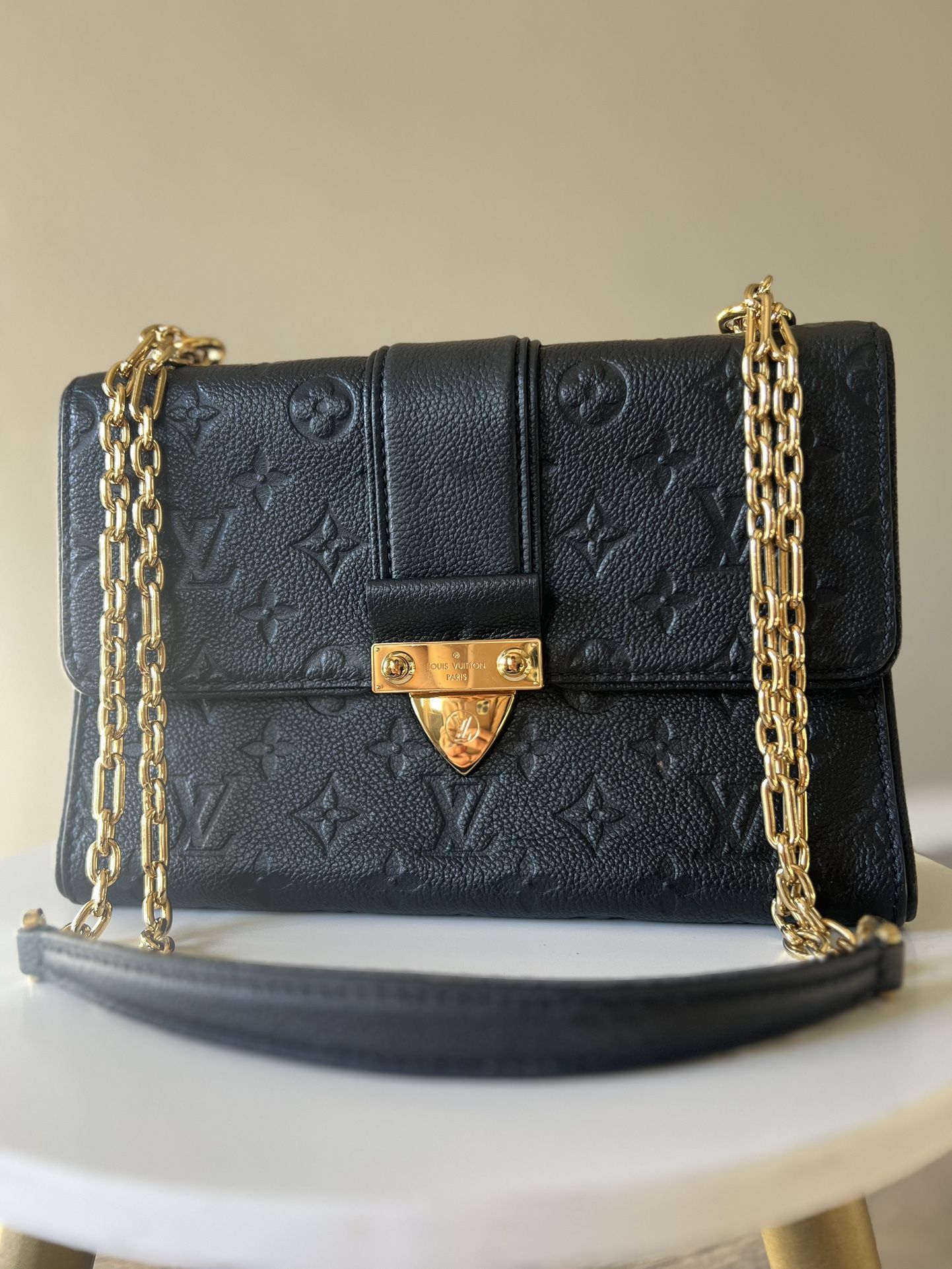 Louis Vuitton Chain Shoulder Bag Monogram Amnlant Noir SAINT SULPICE PM