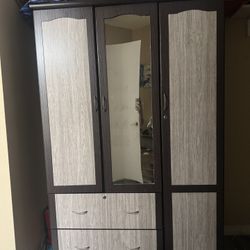 Grey Black Brown Wardrobe Closet Mirror Wood