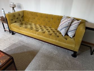 Mustard Gold Velvet Tufted Sofa