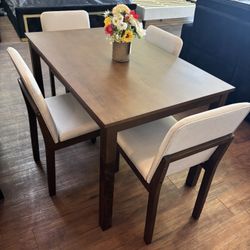 5Pc Brown Wood Dining Set 