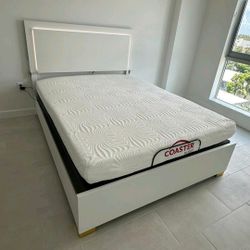 King Bed white And Led Light New Bed Frame