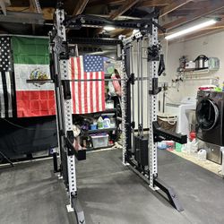 PRO SERIES Ultimate 3-1 Half Rack Functional Trainer w/Smith Machine Bar | 400lb Stack | Gym Equipment | Fitness | Commercial | Squat Rack 