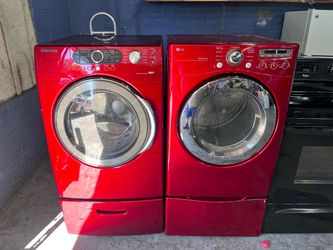 Samsung Washer and LG Dryer Set Red
