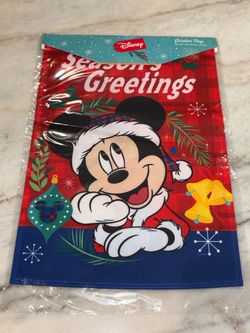 New Disney Mickey 12 X 18 Inches Seasons Greetings Christmas Garden Flag