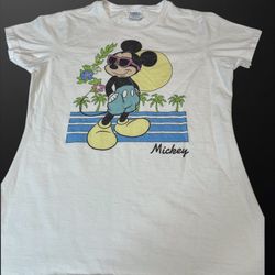 Mickey Mouse Sun Glasses Tropical TShirt Woman’s Medium Disney Vintage 80s Style