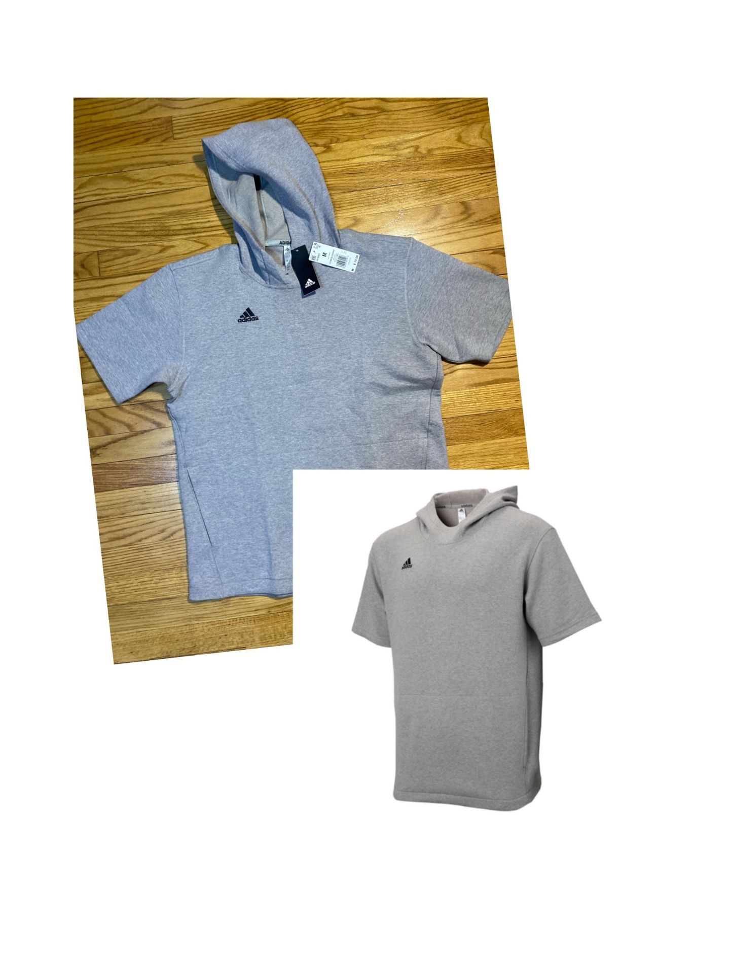 Adidas Icon SS Short Sleeve Basketball Hoodie Sweatshirt Men's sz M NEW! gray