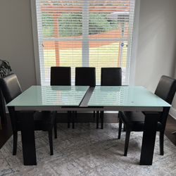 Transformer Dining Table And 5 Faux Leather Chairs