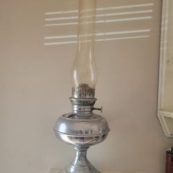 Antique Rayo Kerosene Oil Lamp Center Draft Nickel Plate B&H Pat 1905