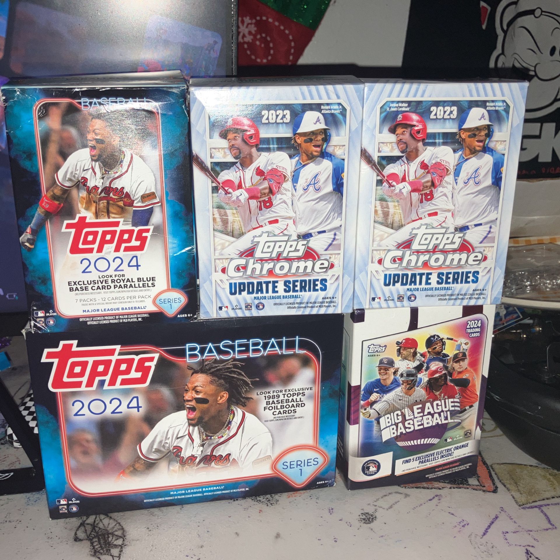 baseball cards and boxes