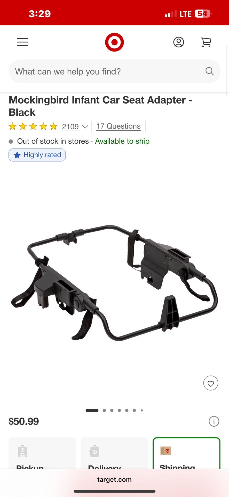Mockingbird Infant Car Seat Adapter - Black (Graco/Chicco/Britax & More!)