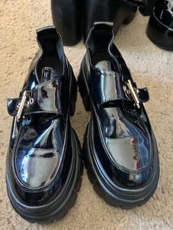 Black Patent Leather Platform Loafers
