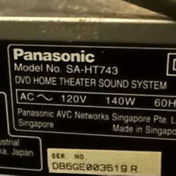 Panasonic SA-HT743 Home Theater Sound System DVD Changer HDCD with Remote