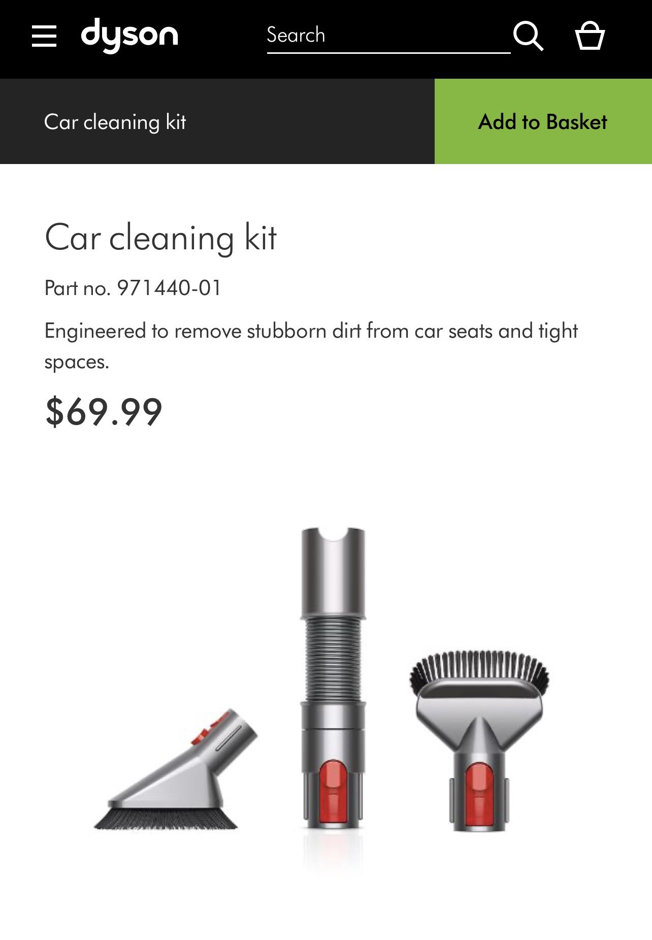 Dyson 971440-01 Kit de limpieza de coche