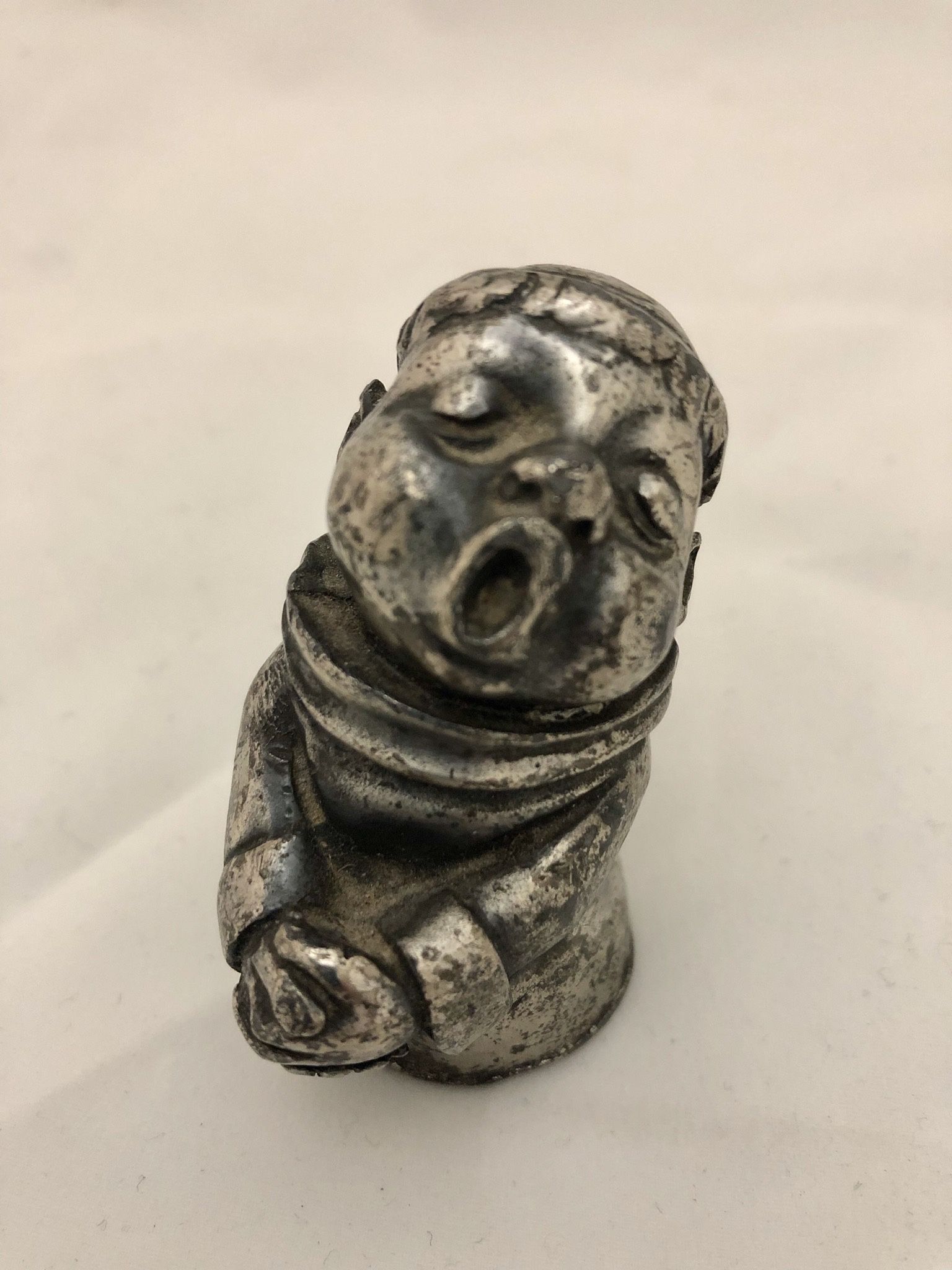 Vintage Peltro Italy Pewter Singing Monk Figure paperweight signed