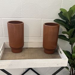 Large Burnt Umber Glaze Vases