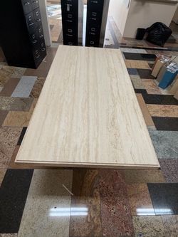 Natural Travertine Stone Dining / Conference Table – 79” – Pedestal Base