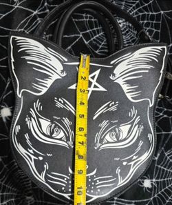 Gothic Cat Face Handbag Black