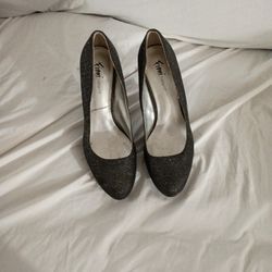 Fioni Night Black Glitter Platform Pumps - 4" Stiletto Heels - Prom/Evening