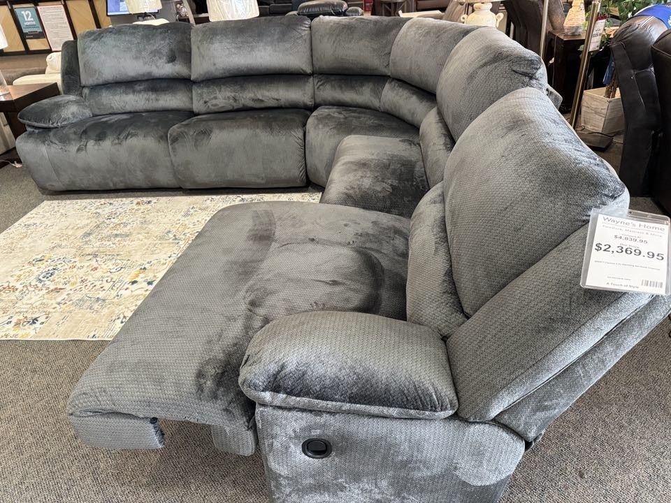 Clonmel Gray Velvet Huge Reclining Sectional Sofa /P