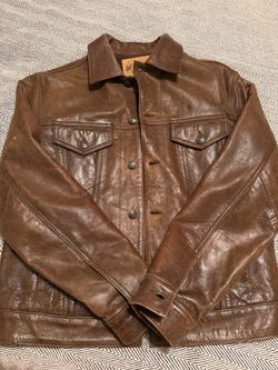 Gap Brown Leather Trucker Jacket