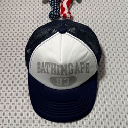 Bape Navy Trucker Hat 100% Authentic