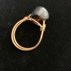 Gold Colored Handmade Agate Ring