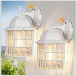 Dusk to Dawn Outdoor Lighting Fixtures - Sensor Exterior Lights, White Porch Lights, Waterproof Wall Lanterns for Garage, Front Door