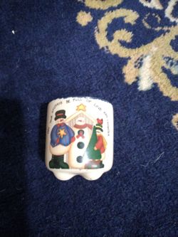 Christmas Snowman Ceramic Trinket candle