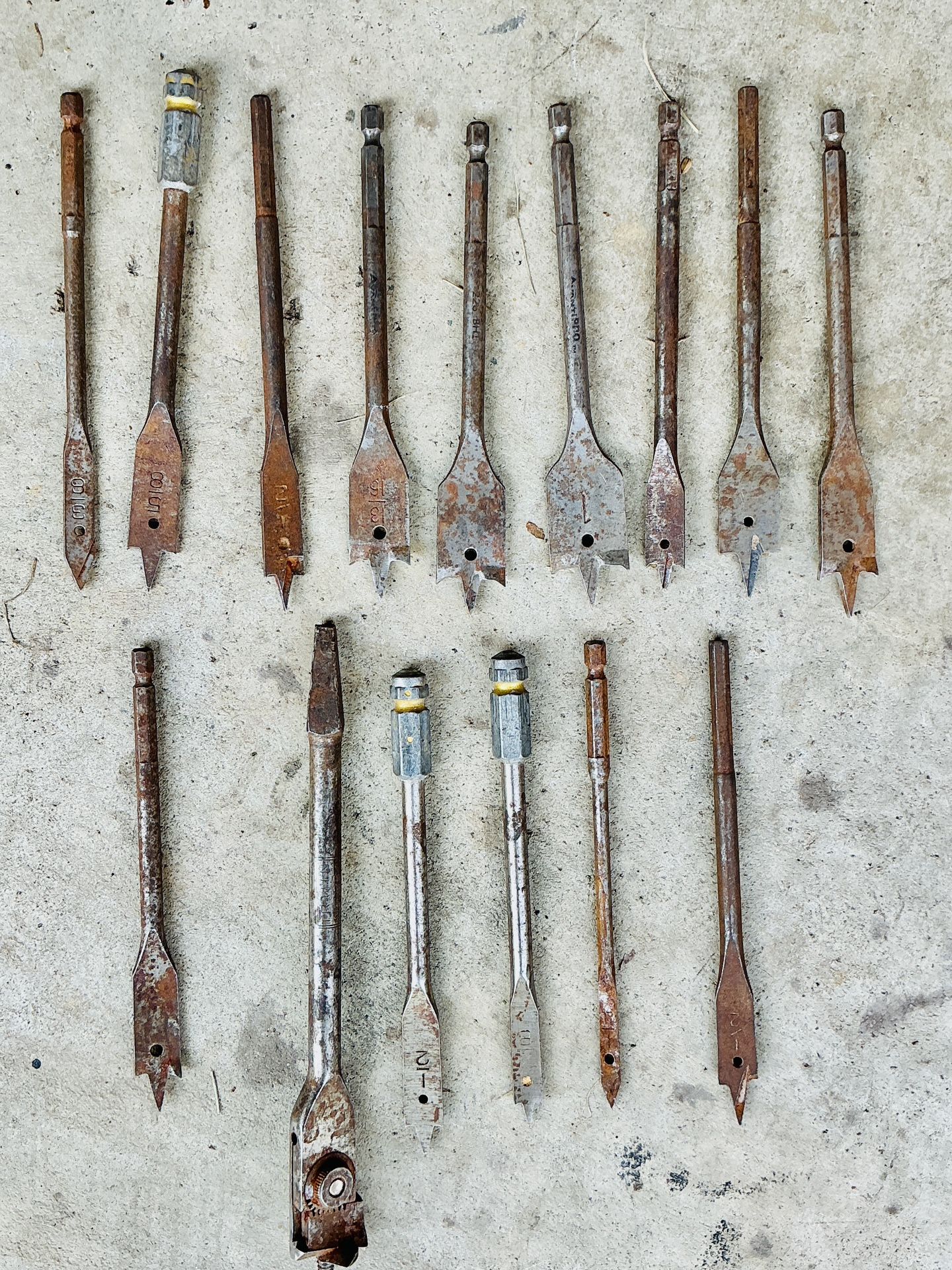 Spade Wood Boring Drill Bit Set 15 pcs Mixed Vintage