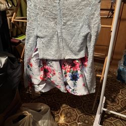 New B.Darlin Size 9/10 Women’s 2PC Floral Skater Skirt Set w/Long Sleeve Top