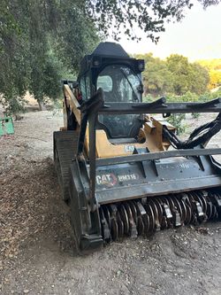 Land clearing skid steer#tractor wood shredder tree mulcher avocado lemon farm work