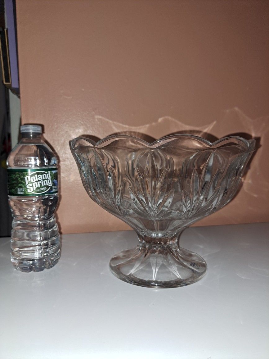 Vintage Lead Crystal Large Pedestal Bowl