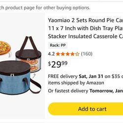 Round Pie Carrier 11x7 2ct