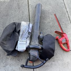 Black & Decker Blower Vac BV3100, and Homelite electric hedge trimmer  