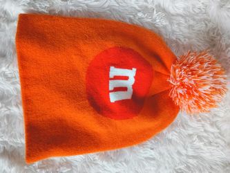 M&M's Orange Knit Beanie with Pom-Pom