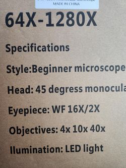 64X-1280X Beginner Monocular Microscope with LED Illumination