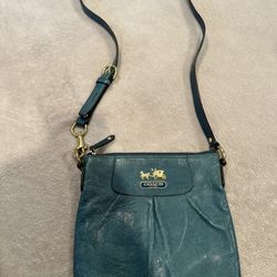 Designer Coach Teal Color Messenger/crossbody Bag