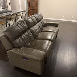 Leather Couch (grey)  With Electronic Recyclining