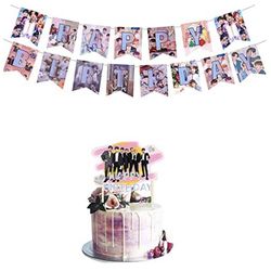 BTS BIRTHDAY BANNER & CAKE TOP 