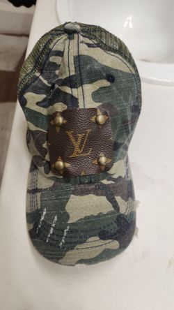Camo Baseball Cap with LV Leather Patch