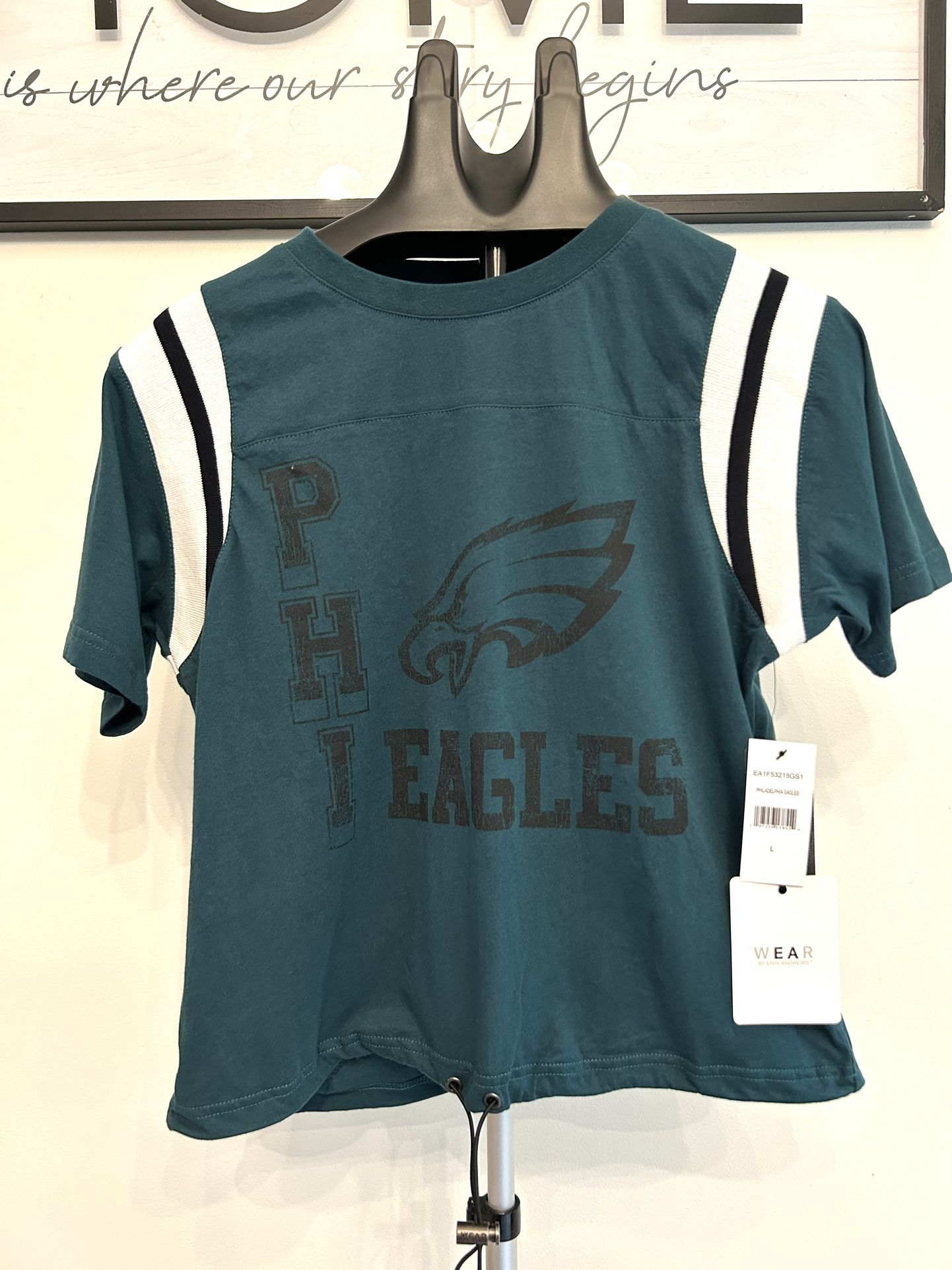Women's Midnight Green Distressed Philadelphia Eagles Cinched Colorblock T-shirt