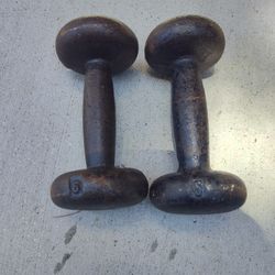 Pair of 5 lb Vintage Dumbbells