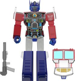 Super7 Super Cyborg Transformers Optimus Prime (Clear Red/Blue)