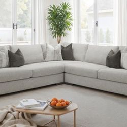 Brand New Light Grey Super Plush Sectional Sofa (Pillows Included)