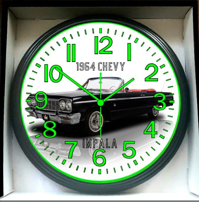 1964 Chevy Impala SS Glow In The Dark Wall Clock New!