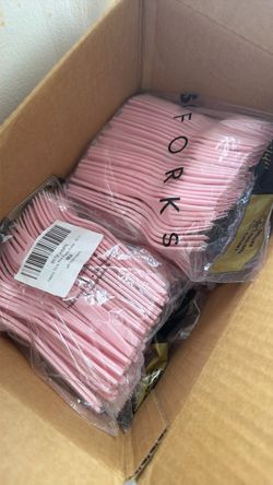 Pink Plastic Party Forks (400)