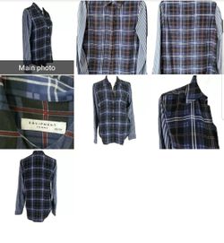 Equipment Femme Size XS Plaid 100% Silk Button