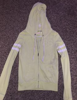 VS PINK Yellow Zip Up Hoodie Size Small 