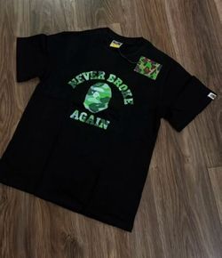 🔥 BAPE “Never Broke Again” Tee – Black/Green Camo 🔥