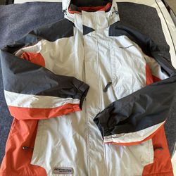 Free Country Jacket Mens Large Gray Red Black FCXtreme Hooded Winter Coat